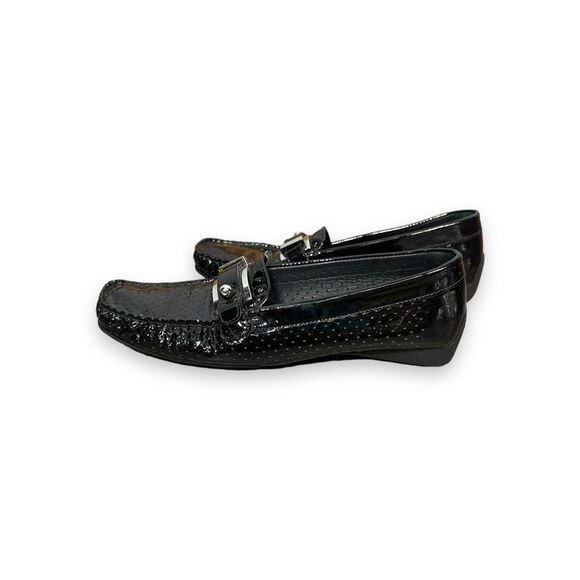 Stuart Weitzman Patent Leather Crocodile Loafers - Picture 3 of 5